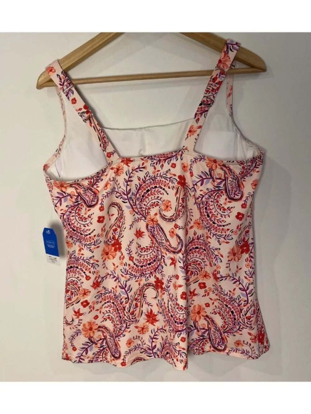 NWT Lands' End Tankini Top Bathing Suit Swim Underwire Pink Purple 16DDD New